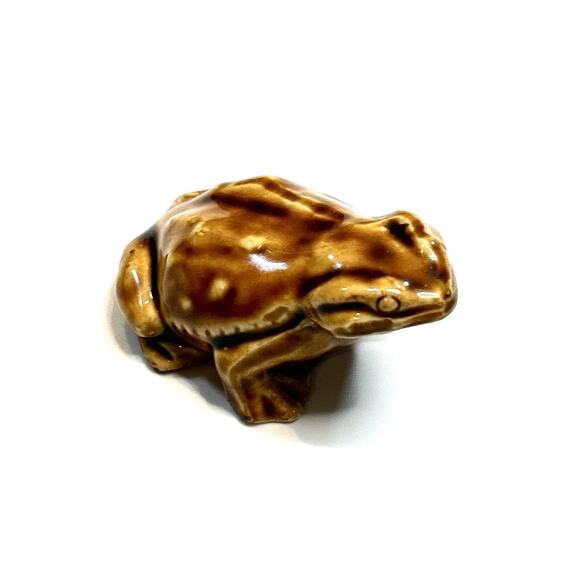 Unknown Other - Vintage Frog Toad Japan Figurine Ceramic Brown Glazed Decor Small 3”